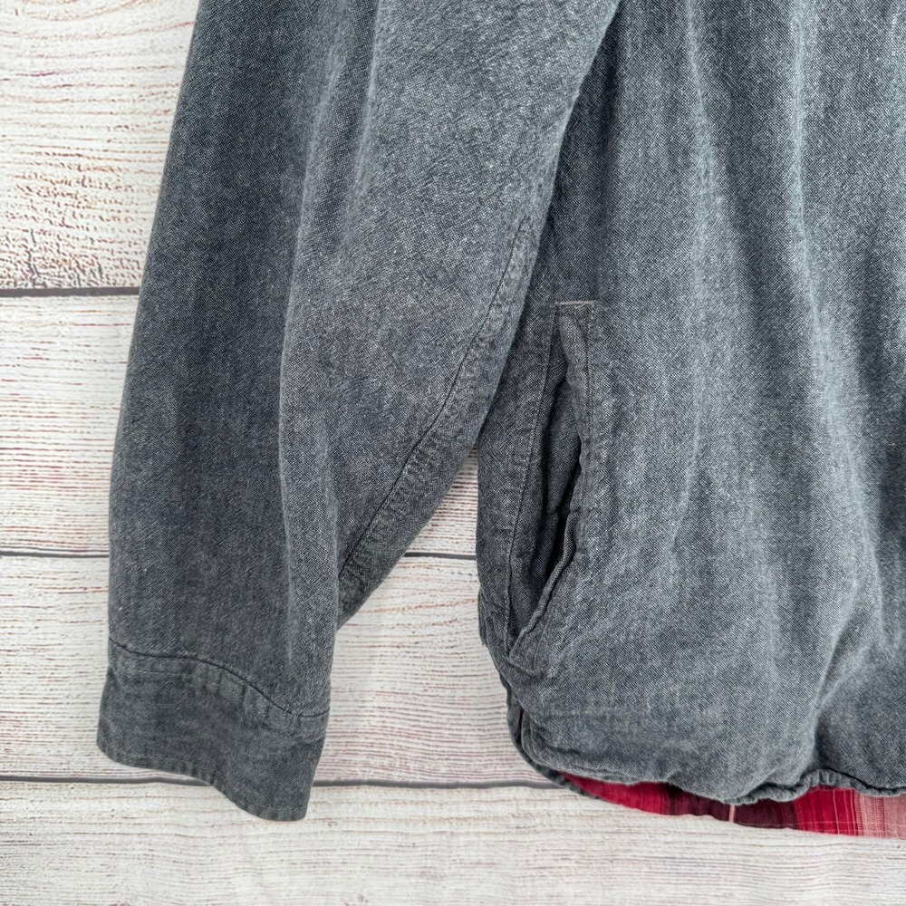 Levi's Shirt Jacket Mens XL Gray Plaid Lined Linen Blend Western Shacket - Picture 10 of 10